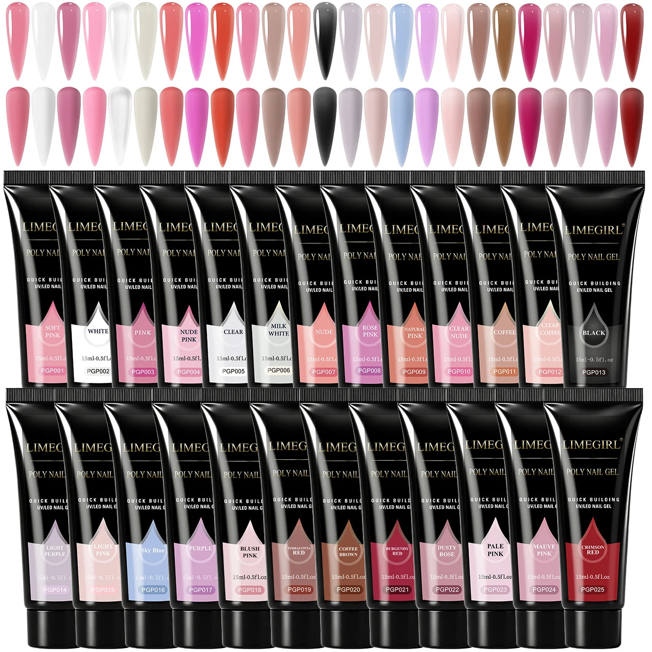 LIMEGIRL 25Colors Poly Extension Nail Gel For Nails Art Acrylic Manicure Design UV Varnishes Semi Permanent Quick Extension Gel