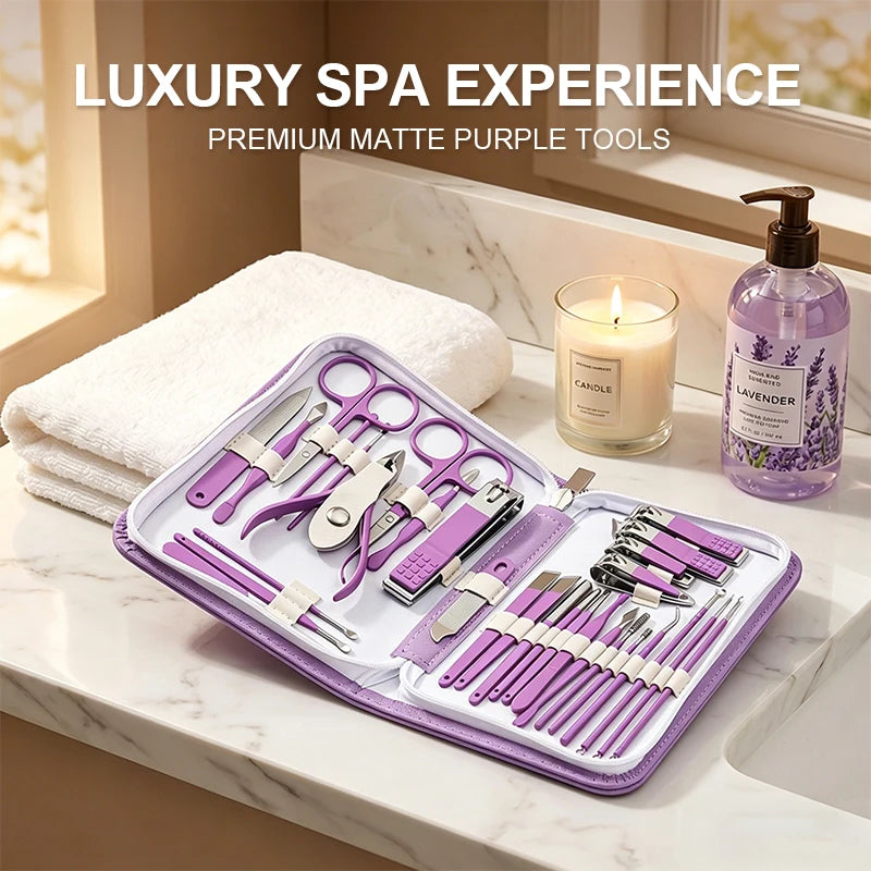 30PCS Manicure Set Pedicure Kit Professional Nail Clipper Set Stainless Steel Manicure Kit Nail Kit with Storage Box for Family