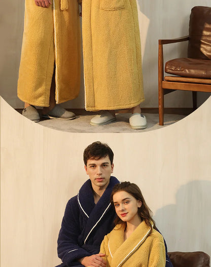 Female Autumn and Winter Warm Long Flannel Thick Couple Bath Bathrobes Men Women Pajamas Shower Robe Bath Towels For Adults