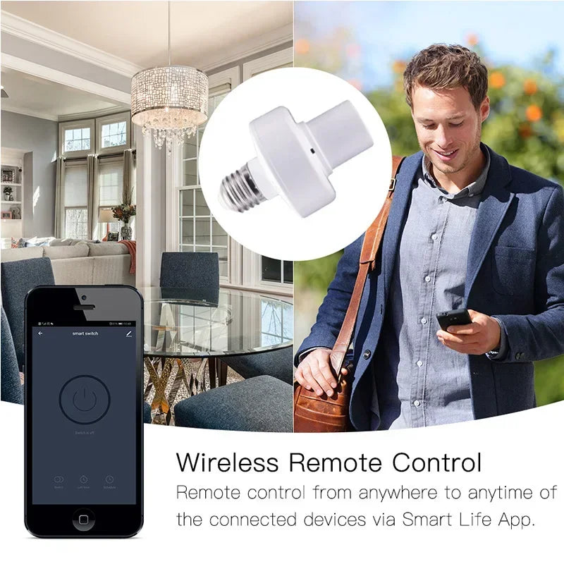 WiFi Smart Lampadapter E27/E26 – Tuya & Smart Life, Timer, Alexa & Google Home (Kundanpassad)