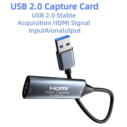 HDMI Capture Card USB-C/USB 2.0/3.0 – 4K ingång, 1080p/60Hz utgång, Plug-and-play för PC, Android & Mac
