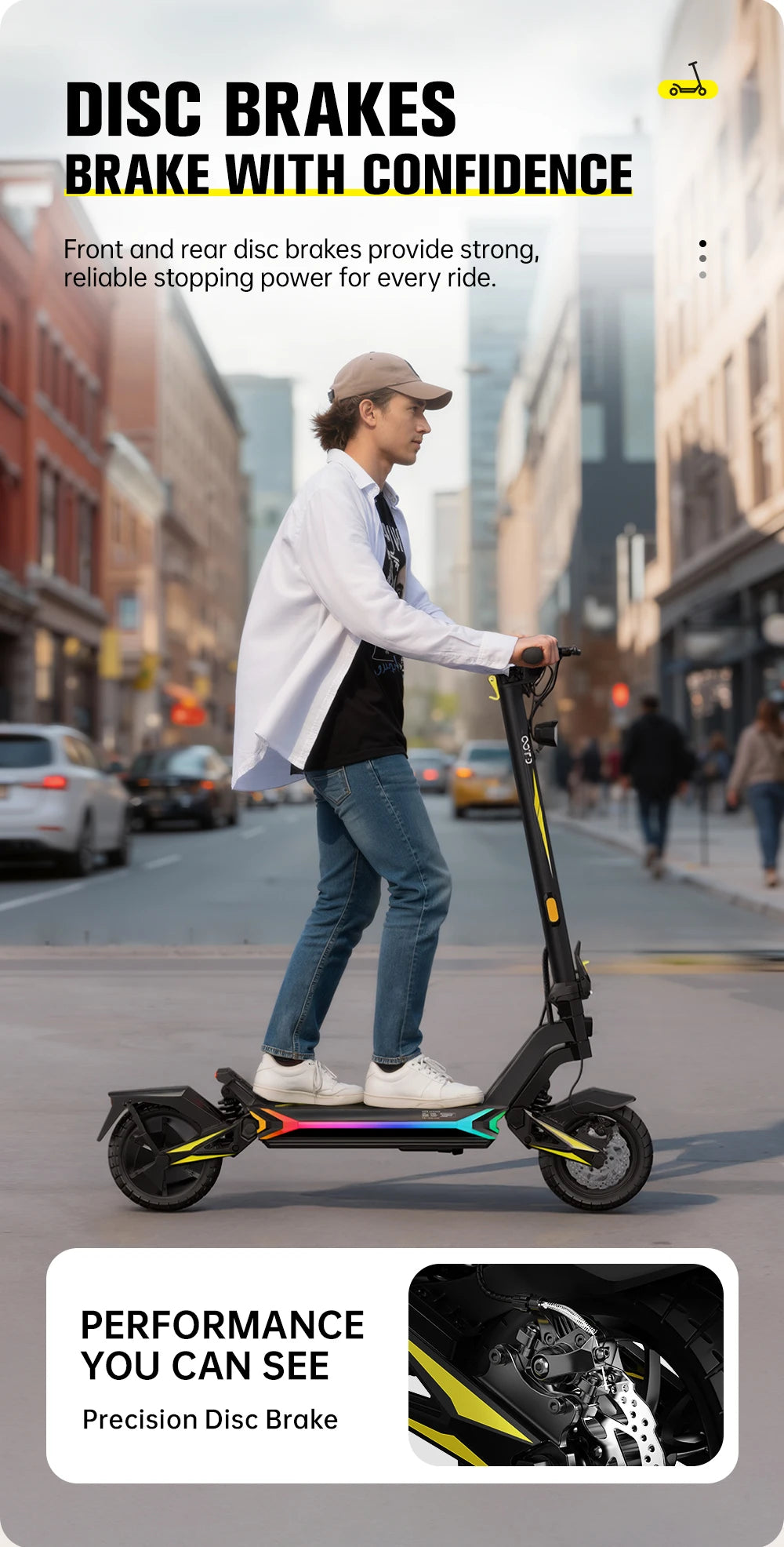 OOTD SR1 hopfällbar elscooter med 10-tumsdäck och skivbroms