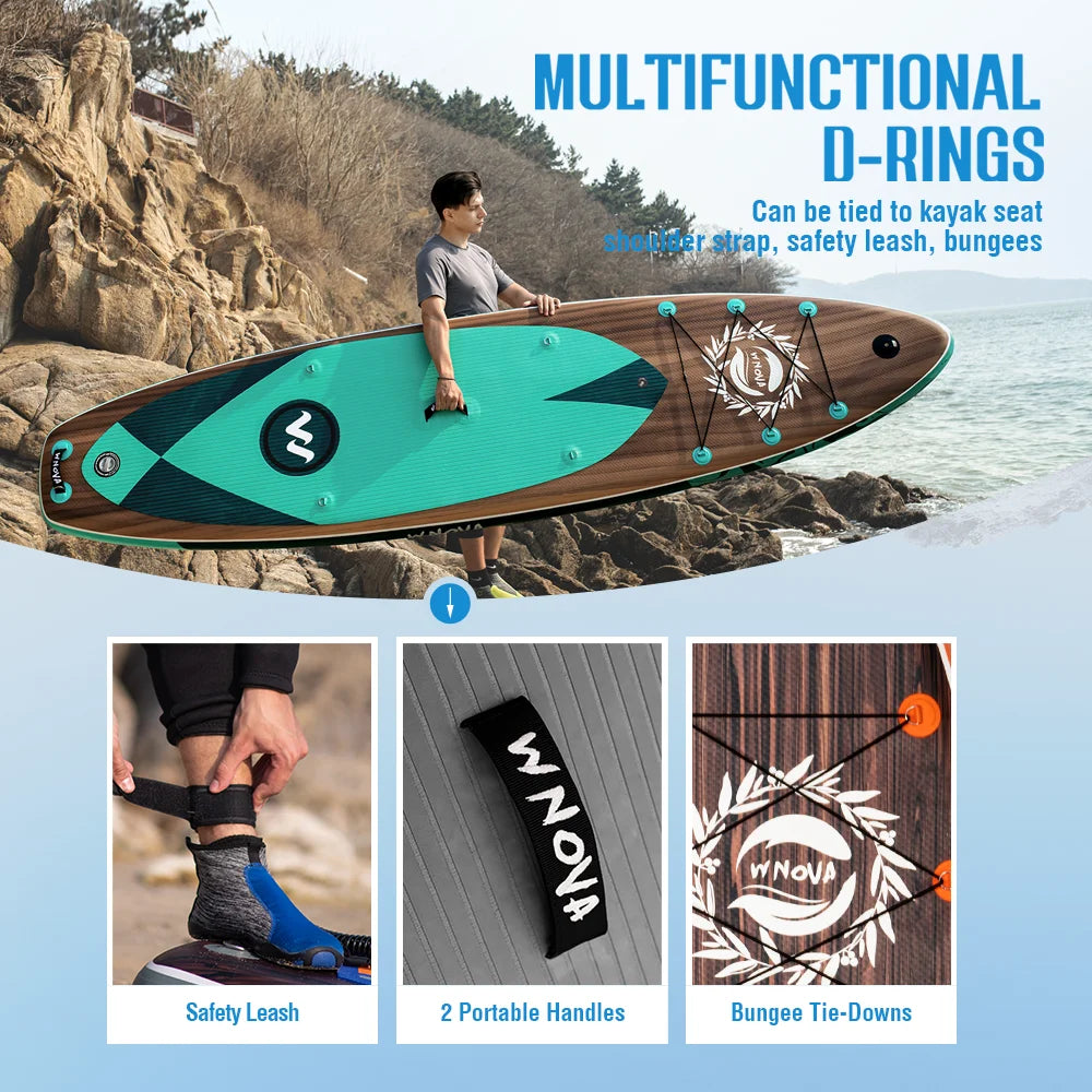 WNOVA W026 Uppblåsbar SUP-bräda – 350×86×15 cm, Ultralätt 10 kg, Halkfri