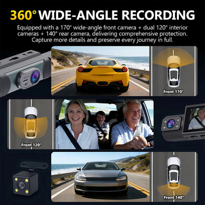 WIFI 4-Channel Car DVR Dash Cam With 4 Cameras Full HD 1080P Video Recorder Night Vision Black Box Cabin Camera 24H Parking