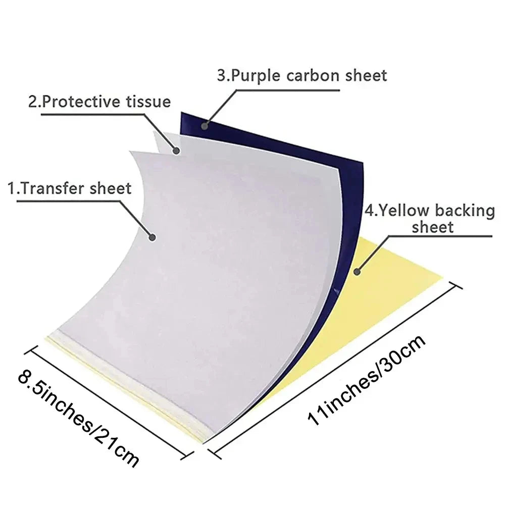 Tattoo Practice Skin and Tattoo Transfer Paper Kit Double Sided Fake Skin with Stencil Paper Set Permanent Makeup Tattoo Supply