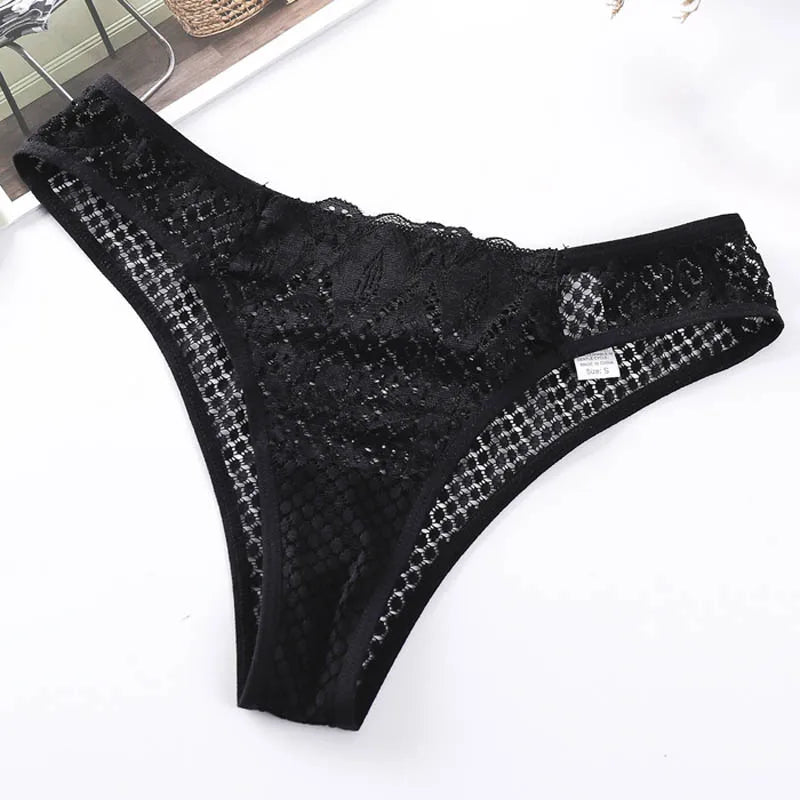 TERMEZY Women Sexy Lace Panties Low Waist Transparent Underwear Female G-String Solid Color Thong Soft Temptation Lingerie