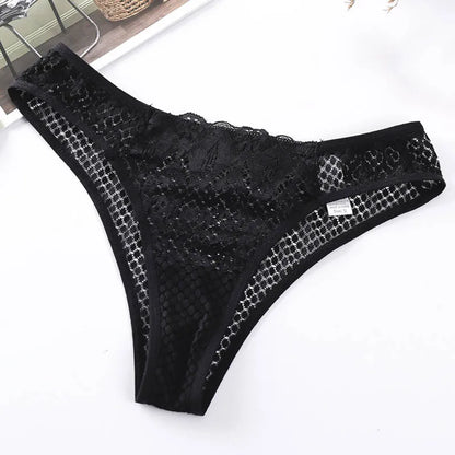 TERMEZY Women Sexy Lace Panties Low Waist Transparent Underwear Female G-String Solid Color Thong Soft Temptation Lingerie