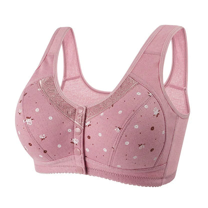 Front Closure Confortable Bra For Older Women Wire Free Bras Push Up Underwear Female Everyday Lingerie Large Bust 110A