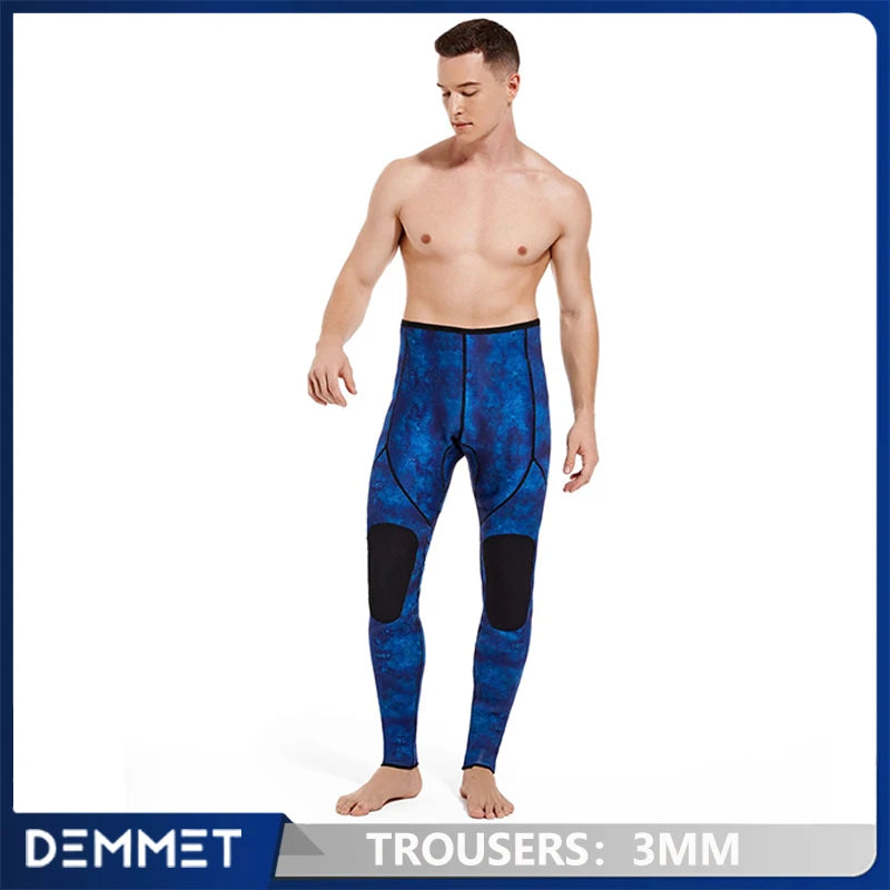 HOT 3mm Camouflage Wetsuit Long Sleeve Fission Neoprene Submersible Diving for Men Keep Warm Tops and Pants 2-pieces Sun Protect