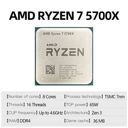 AMD Ryzen 7 5700X 8-Core 16-Thread CPU 4.6GHz AM4 R7 5700X - Without Cooler