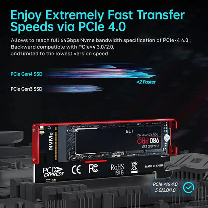 M.2 NVMe till PCIe x16-adapter med kylfläns – JEYI