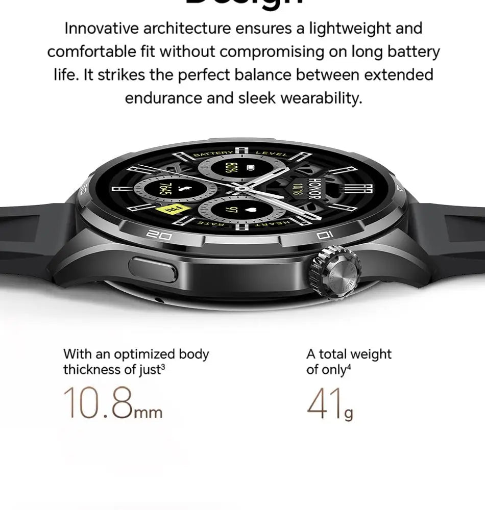Honor Watch 6 New Smartwatch 1.46' AMOLED Battery Lasts up to 35 Days More than 120 Fitness and Health Modes 5ATM Waterproof, IP69 Protection, Bluetooth 5.4