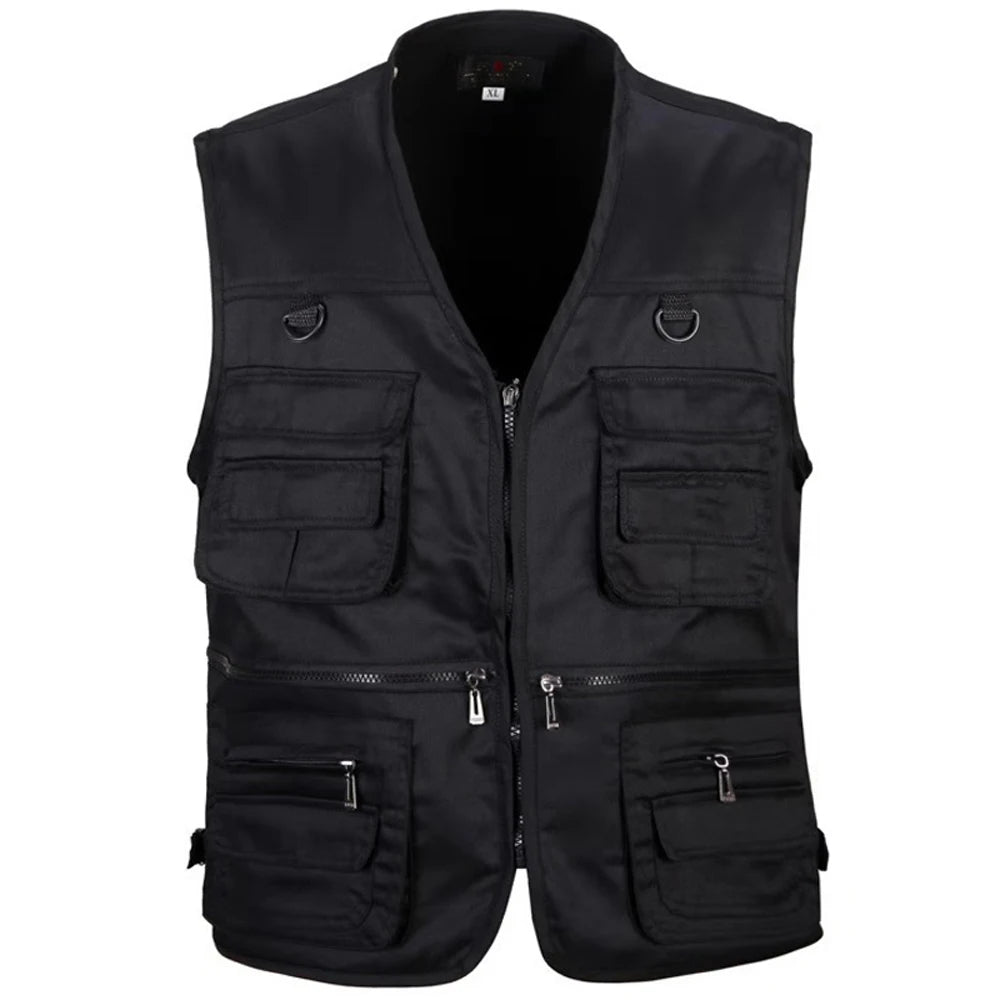 Herrvästjacka med Flera Fickor – Lätt Polyester, Friluftsliv, Fiske och Vandring, XL–4XL