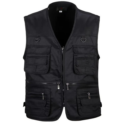Herrvästjacka med Flera Fickor – Lätt Polyester, Friluftsliv, Fiske och Vandring, XL–4XL