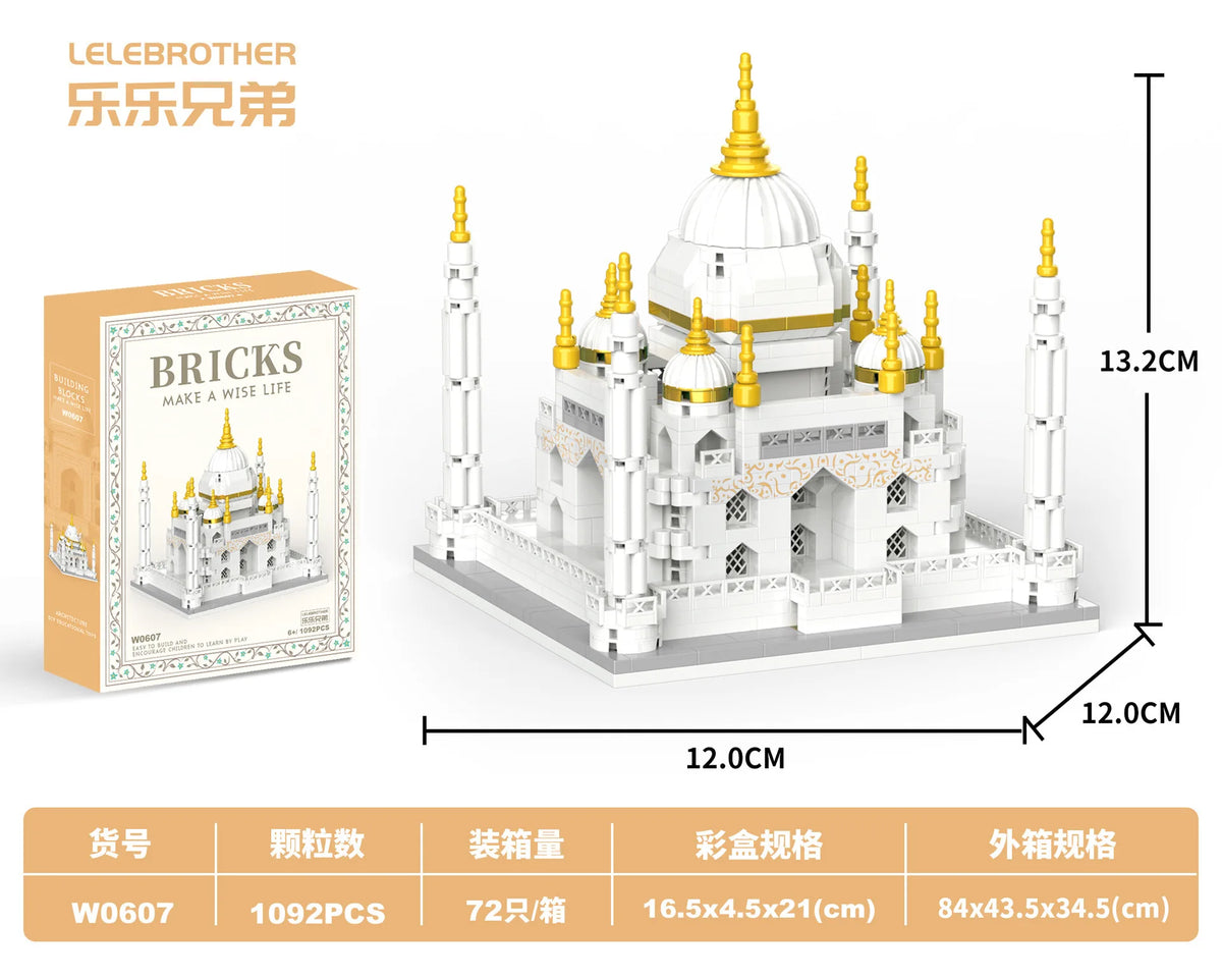 MOC Taj Mahal Byggklossar – Världsberömd Arkitektur Minimodell 288 eller 401 Bitar CE Pedagogisk Leksak 2026