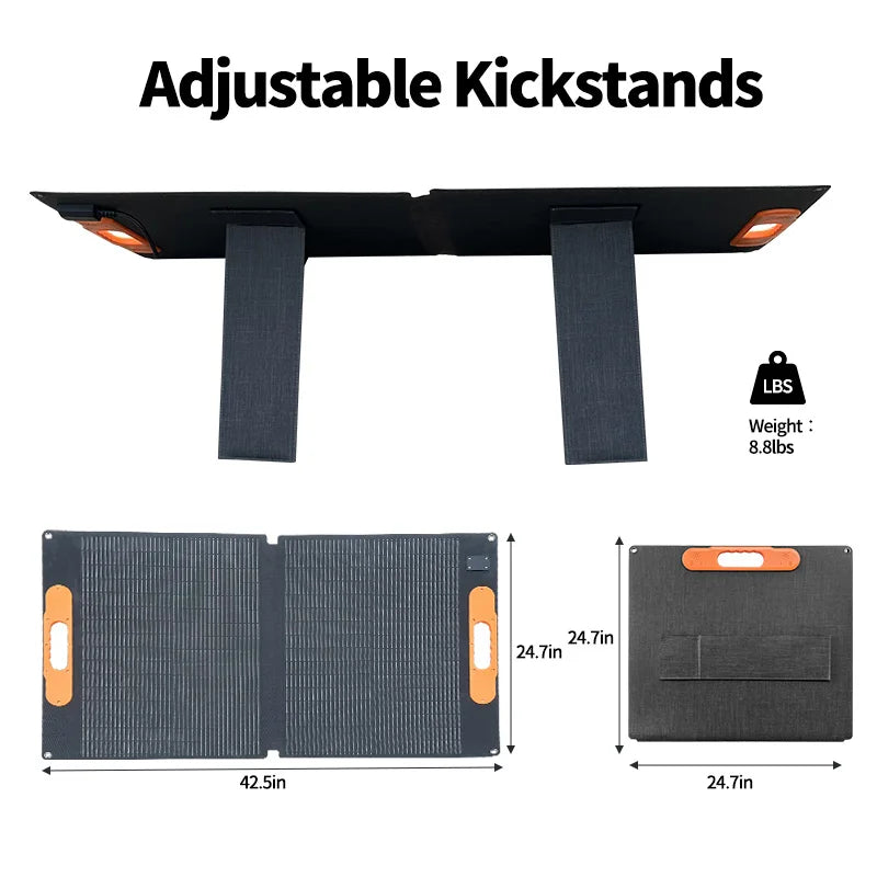 100W Portable Solar Panel Foldable Solar Panel Kit Waterproof Power Backup Solar Charger for Power Station Camping Solar