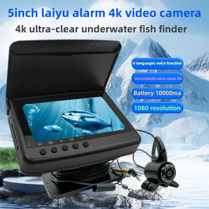 Undervattenskamera för Fiske – 5-tum, 4K 1080P, 185° Vidvinkel, 20–25 m Kabel