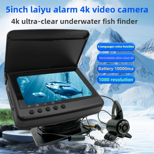Undervattenskamera för Fiske – 5-tum, 4K 1080P, 185° Vidvinkel, 20–25 m Kabel