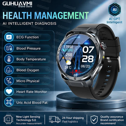 2026 New AI Health Care Accurate Detection ECG Smart Watch Blood Pressure lipids Uric Acid Analysis Bluetooth Call Smart Watches