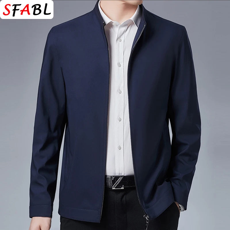 Herr Blazer med Dragkedja – Business Casual Kavaj för Kontor, Vår & Höst, 7 Färger