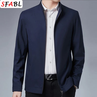 Herr Blazer med Dragkedja – Business Casual Kavaj för Kontor, Vår & Höst, 7 Färger