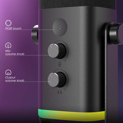 FIFINE USB/XLR Dynamisk Mikrofon med Tystknapp och Hörlursuttag