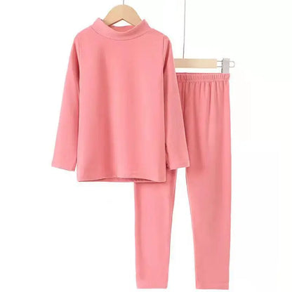 For German velvet warm children's self-heating fiber underwear set boys warm autumn clothes autumn and winter pants girls warm