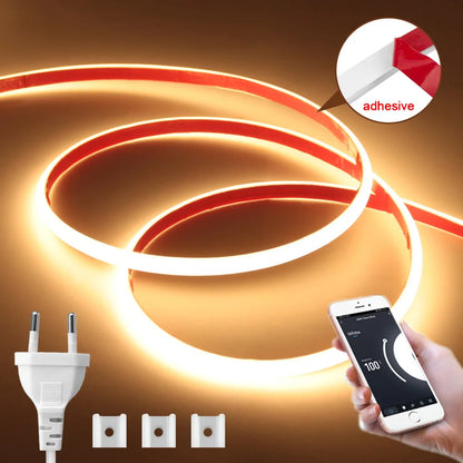 220V COB LED-ljusslinga – Tuya WiFi/Bluetooth/Fjärr, IP65, 288 LED/m, 0,5–50M, EU-kontakt