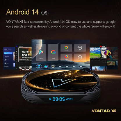 VONTAR X5 TV Box Android 14 Amlogic S905X5M(S905A) 4GB 128GB 32GB 64GB 1000M LAN Wifi6 4K AV1 Media Player TV Box Set Top Box