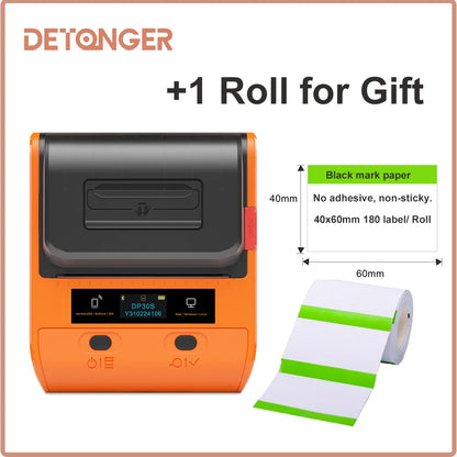 DETONGER DP30S Portabel Termisk Skrivare – 28–80mm Bluetooth OLED IP54 1500mAh Streckkod Etikett Android iOS 2026