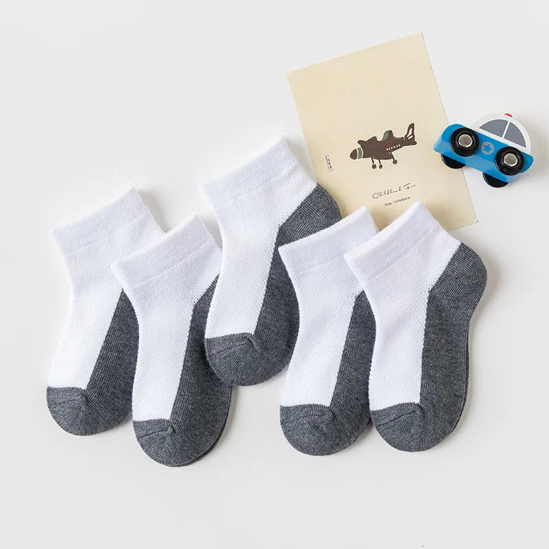 5 Pairs/Lot 2023 New Summer Children Socks Cotton Kids Fashion Black White Gray For 1-12 Years Teen Student Baby Girl Boy Socks