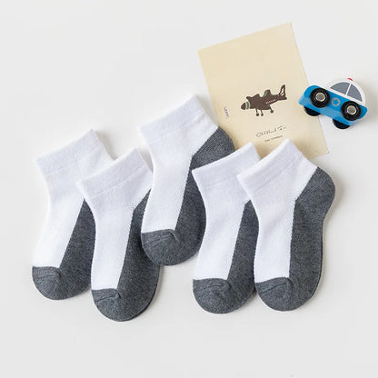 5 Pairs/Lot 2023 New Summer Children Socks Cotton Kids Fashion Black White Gray For 1-12 Years Teen Student Baby Girl Boy Socks