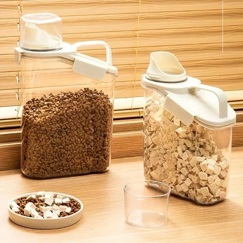 Moisture-Proof Storage Container for Grains Pet Food Snacks Transparent Sealed Food Storage Jar Kitchen Organizer for Dry Foods