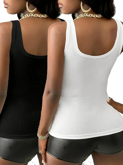 Summer New Sexy Slim Fit Women's Fashion Simple and Versatile Sleeveless Casual V-neck Vest Top with Suspender Straps