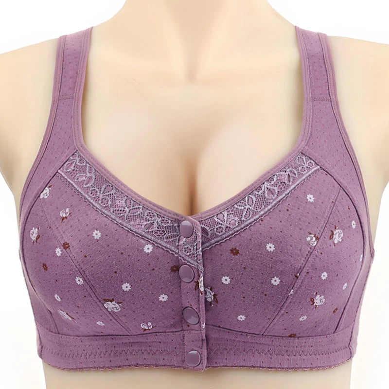 FallSweet 3Pcs/Set Front Closure Bra for Women Plus Size Bras Seamless Wireless Bralette Lace Brassiere Sexy Ladies Lingerie