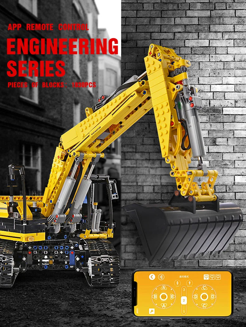 Mould King 13112 Technical Car Toys The MOC-2513 APP&RC Motorized Excavator Model Building Blocks Bricks Kids Christmas Gift