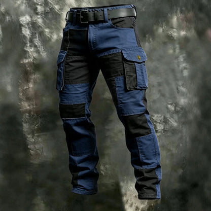Male New Men Cotton Autumn Winter Patchwork Cargo Pants Multi Pocket Straight Tactical Work Outdoor Daily Wear Trousers 4 Colors