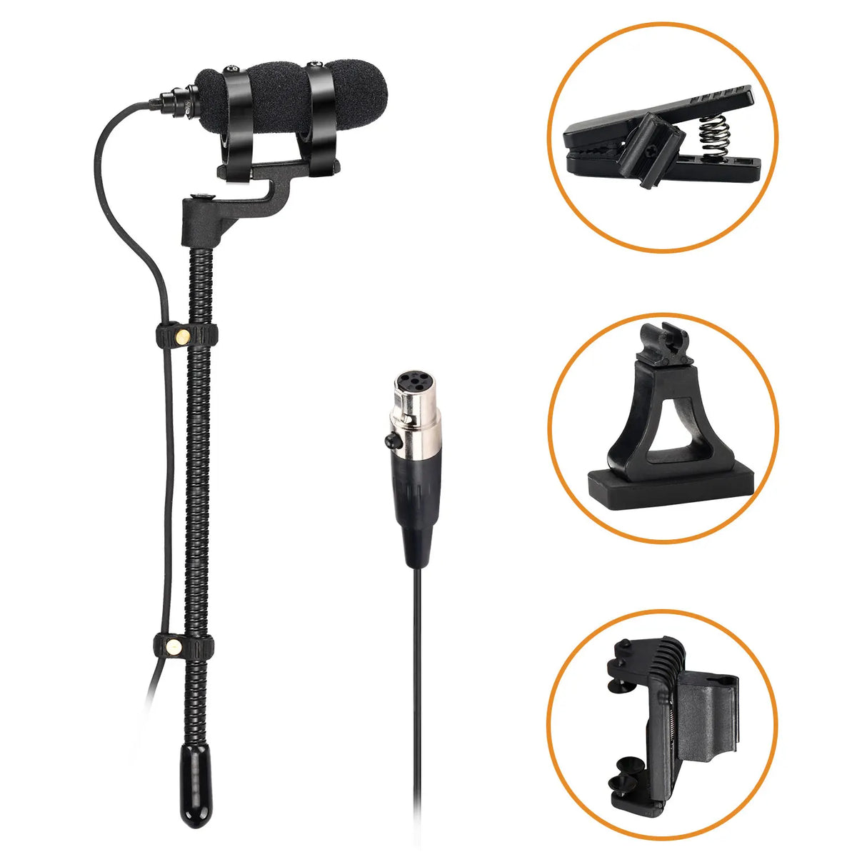 FREEBOSS 3 Pin Mini Violin Microphone with Clip Portable Hypercardioid Condencer Music Instrument Teaching Wired Mic IM-22-L5