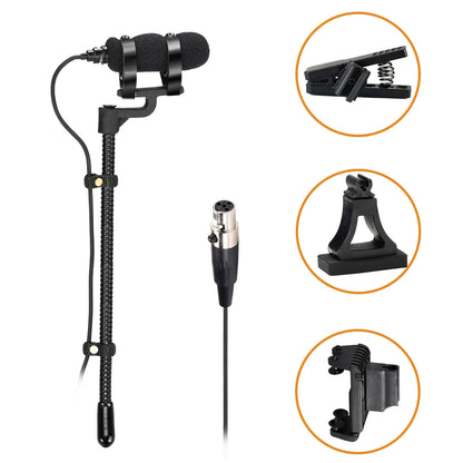 FREEBOSS 3 Pin Mini Violin Microphone with Clip Portable Hypercardioid Condencer Music Instrument Teaching Wired Mic IM-22-L5