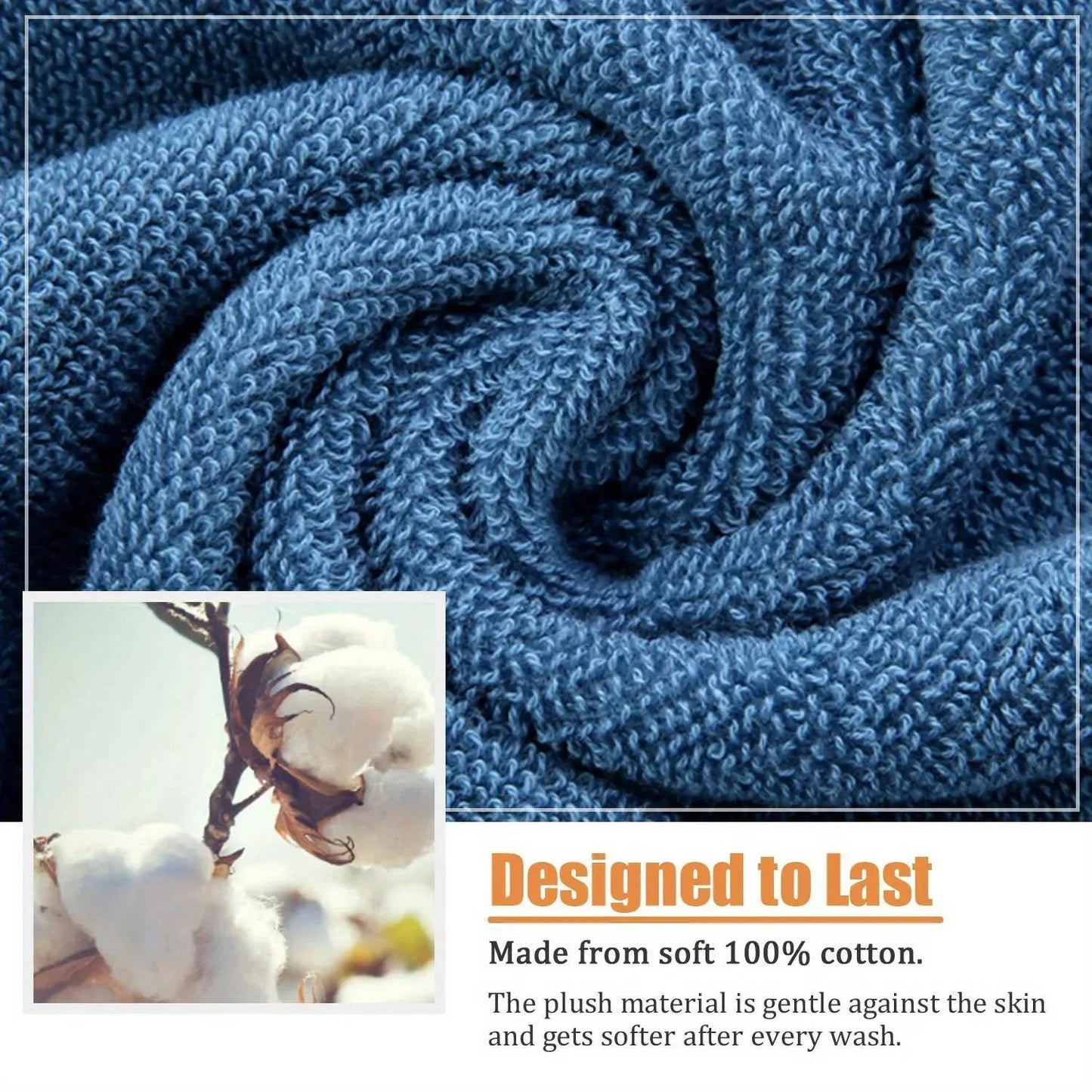 Pure Cotton Bath Towel, Soft and Absorbent Multi-Purpose High-Quality Quick-Dry Bathroom Towel