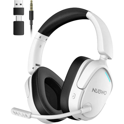 NUBWO HG04 Trådlöst Gaming Headset – Dubbel 2.4GHz & Bluetooth 5.3 80h Batteritid 3 EQ-lägen Riktad Mikrofon PS5 PC Xbox Switch