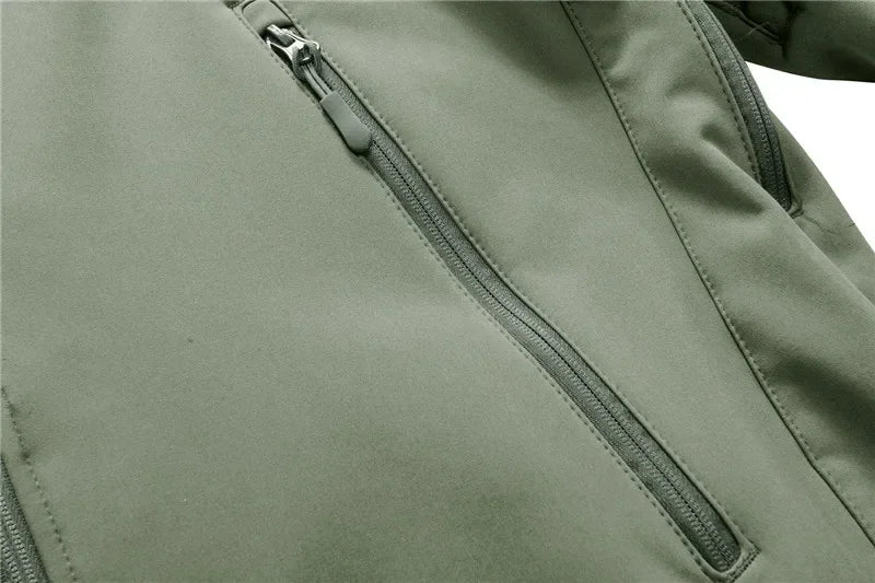 Herr Militär Softshell Set 2026 – Fleece Jacka + Byxor Outdoor, Grå/Svart/Khaki/Kamouflage S–4XL