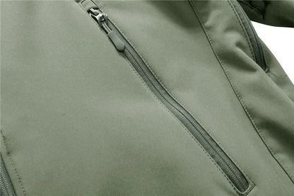 Herr Militär Softshell Set 2026 – Fleece Jacka + Byxor Outdoor, Grå/Svart/Khaki/Kamouflage S–4XL
