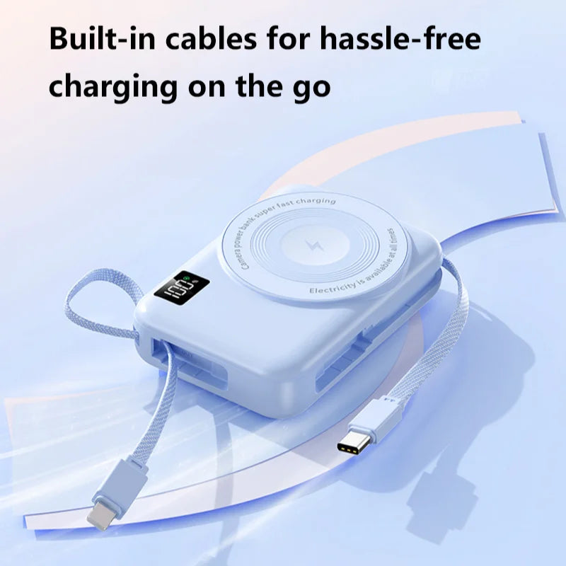 Lenovo 50000mAh Magnetic Power Bank Fast Charging Built-in Cable For Apple Watch Mobile Phone Wireless Compact Mobile Power Bank