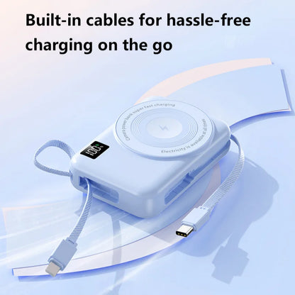 Lenovo 50000mAh Magnetic Power Bank Fast Charging Built-in Cable For Apple Watch Mobile Phone Wireless Compact Mobile Power Bank