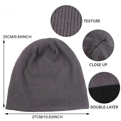 Autumn and winter fine yarn knitted double-layer thick warm bonnet skullies beanies