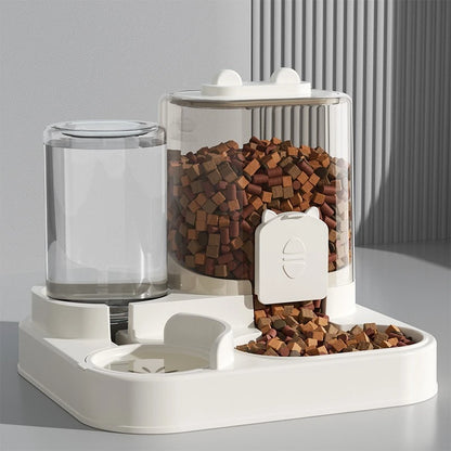 2-in-1 Large Capacity Cat Automatic Feeder, Water Dry Wet Separation Design No Battery Required - For Cats Small Dogs