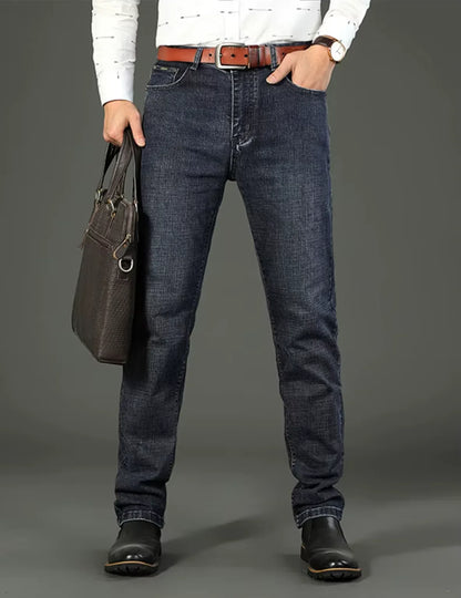 Business-jeans för herr – rak passform, stretch-denim, casual och kontor