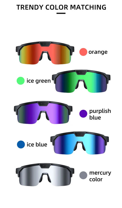 Smart Glasses with 4K HD Anti-Shake Camera & 3D Stereo Speakers Polarized UV400 Sport Sunglasses Bluetooth AI Outdoors Video POV