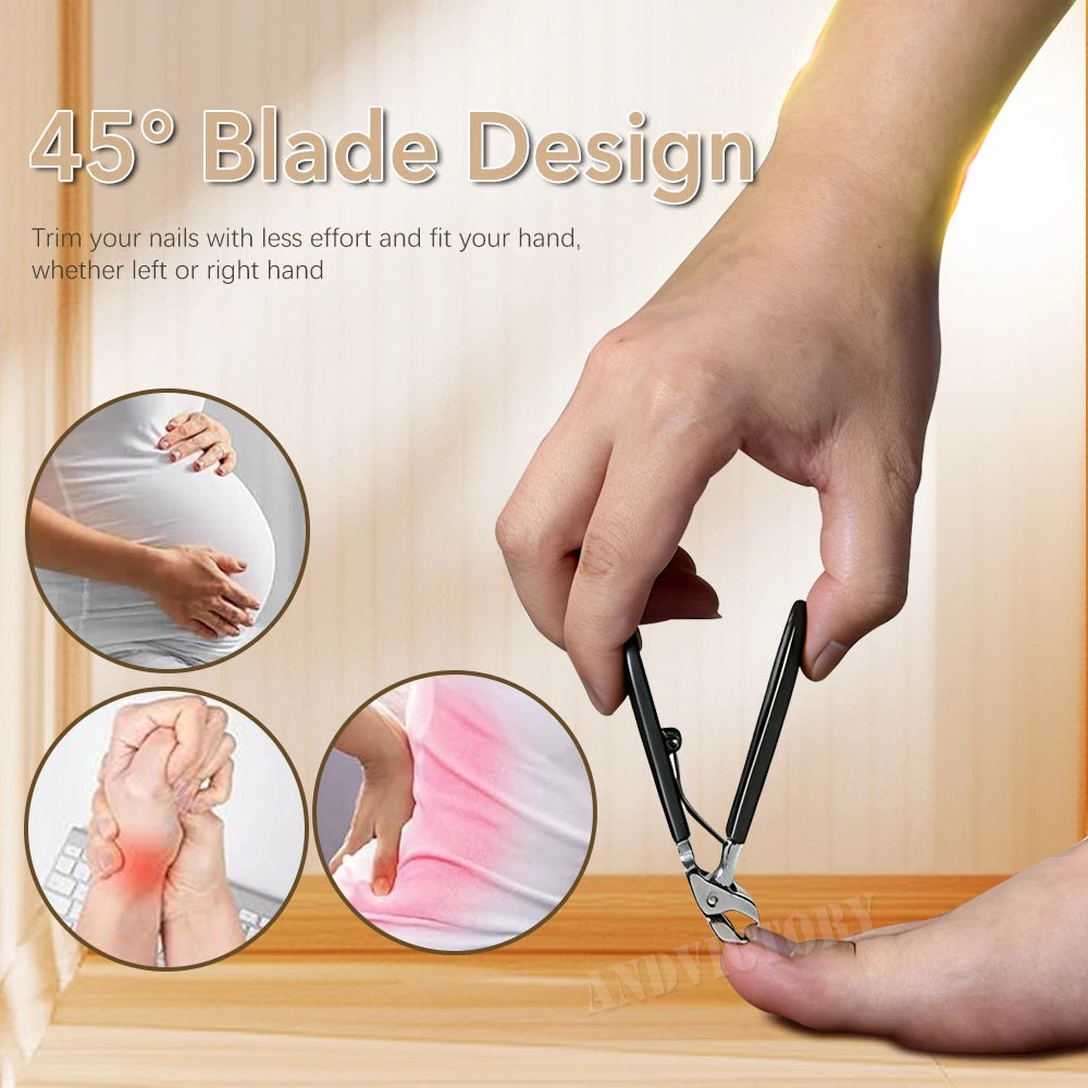 Angled Head Nail Clippers Woman Man Toenail Clipper Thick Nails Stainless Steel Curved Blade Nail Cutter Trimmer Manicure Tools